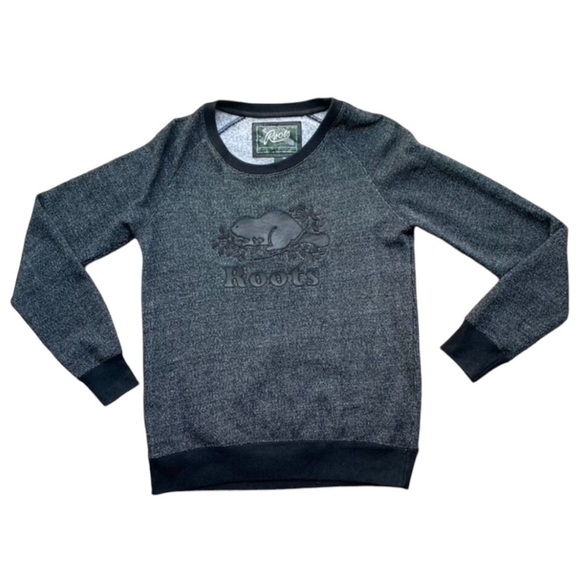 Roots Women’s Sweatshirt Leather Beaver logo Navy blue Pepper Size S - Picture 3 of 15